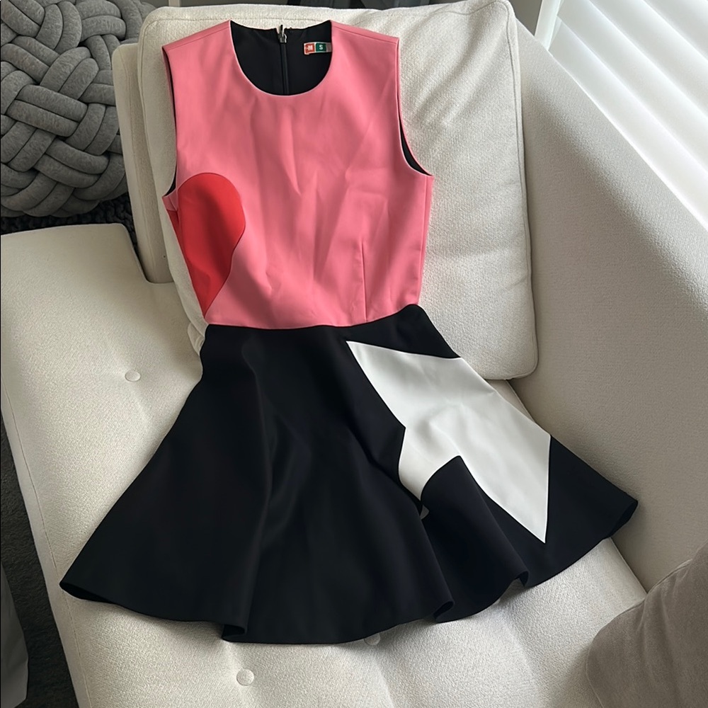 MSGM women’s heart star dress size 40 pink black white red